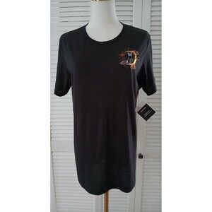 Celebrate Halloween Cat Sitting On The Moon Short Sleeve T-Shirt Top Size Large